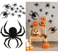 12 Aranhas Silhuetas Pretas de 6 a 19 cm
