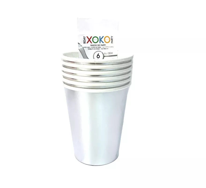 Translation missing: pt-PT.6 Vasos de papel color Plata Navidad de 270 ml