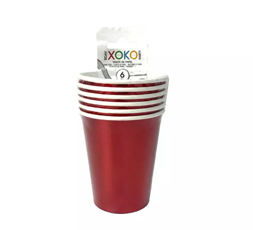 Translation missing: pt-PT.6 Vasos de papel color Rojo Navidad de 270 ml