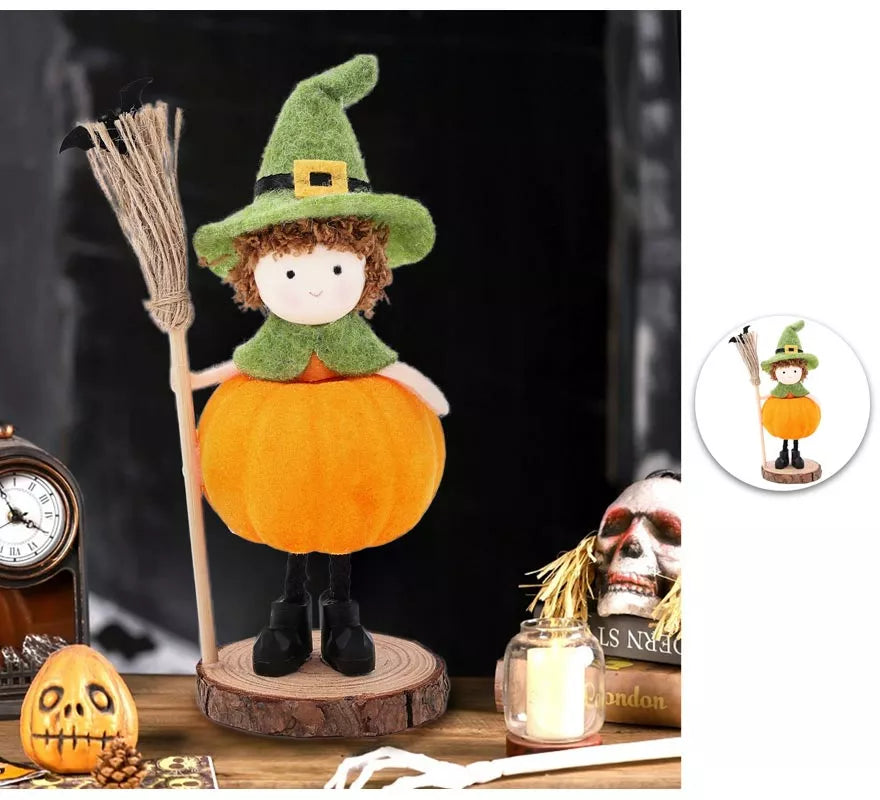 Translation missing: pt-PT.Adorno Muñeco Calabaza con Escoba 15 cm