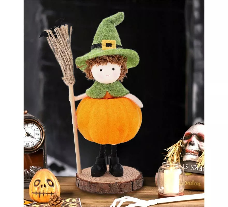 Translation missing: pt-PT.Adorno Muñeco Calabaza con Escoba 15 cm