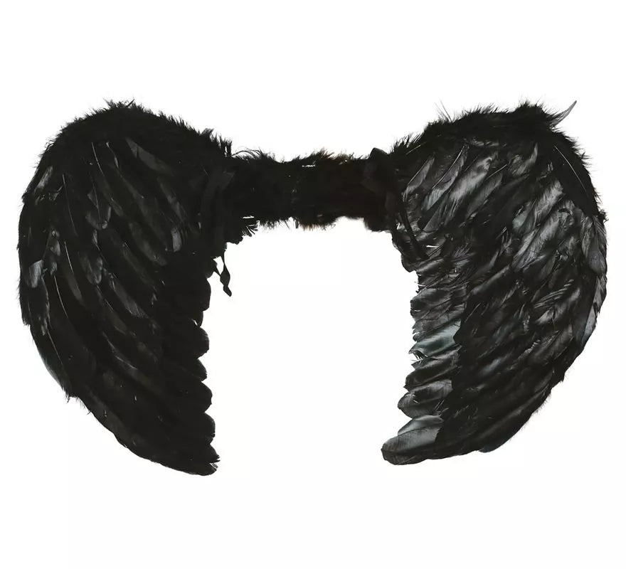 Alas negras de plumas de 50 cm. para Halloween