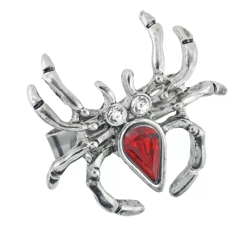 Translation missing: pt-PT.Anillo de Araña con Piedra Roja y Pedrería