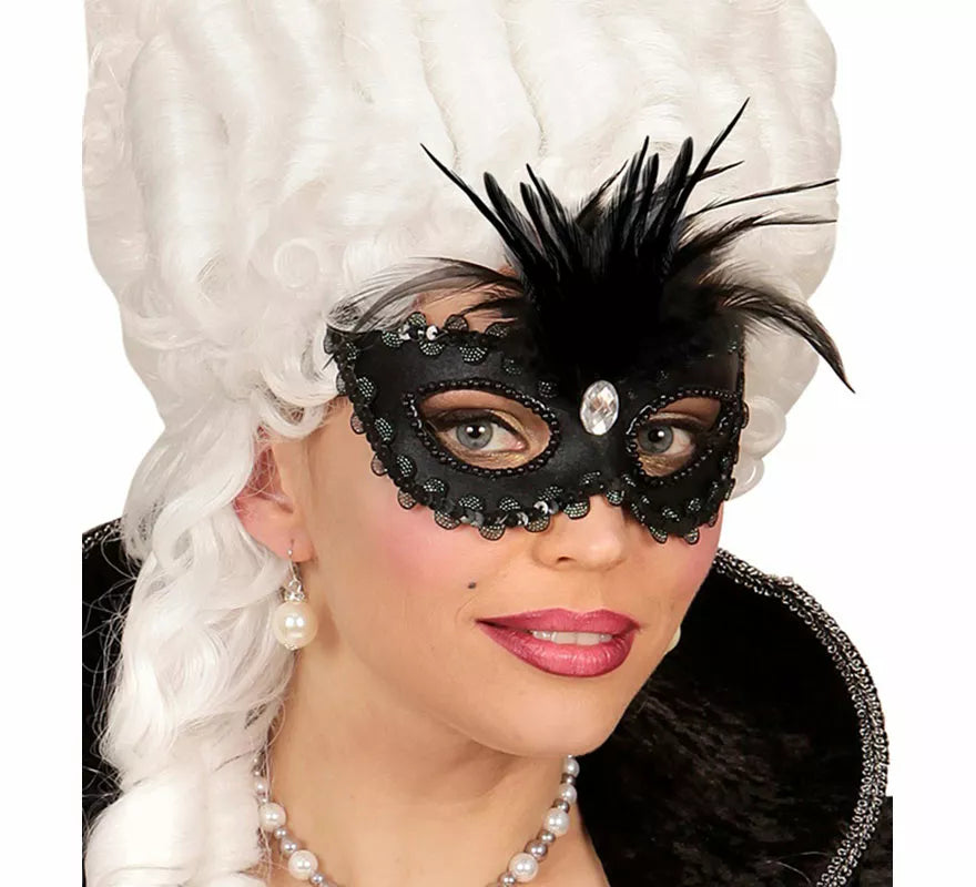 Translation missing: pt-PT.Antifaz Elegante negro con Plumas