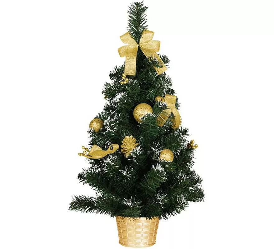 Translation missing: pt-PT.Árbol de Navidad Decorado Oro Nevado de 60 cm con Maceta