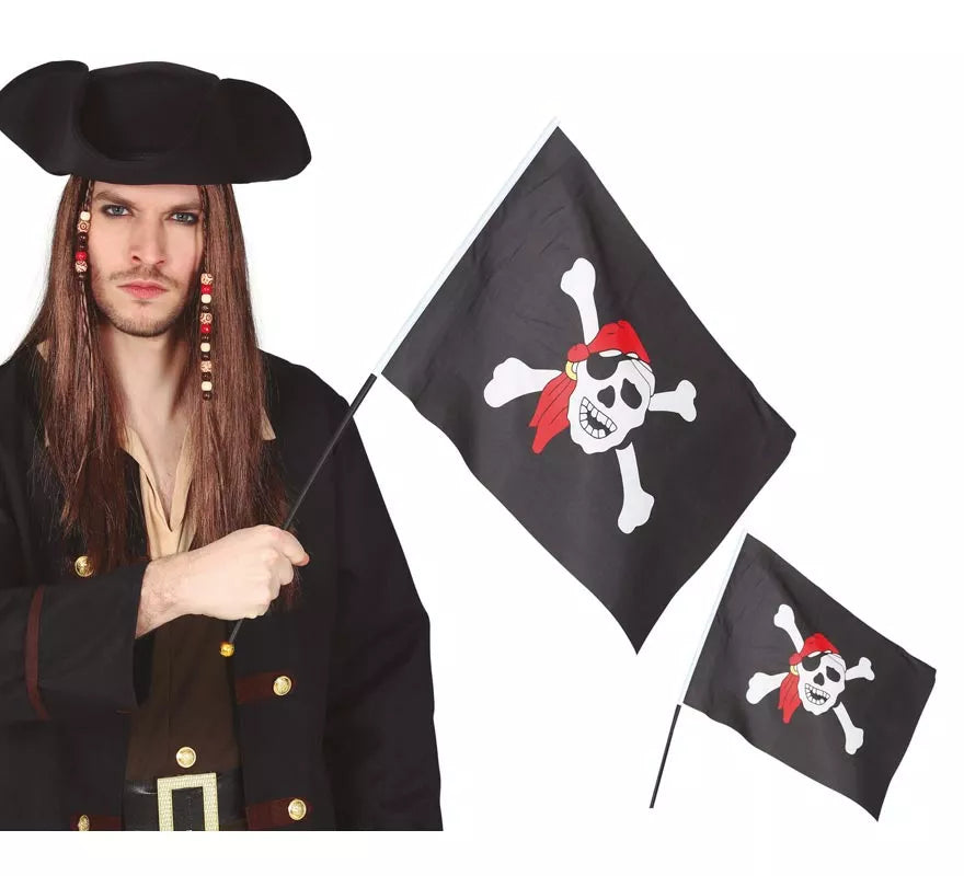 Translation missing: pt-PT.Bandera Pirata con Palo de 42X30 cm