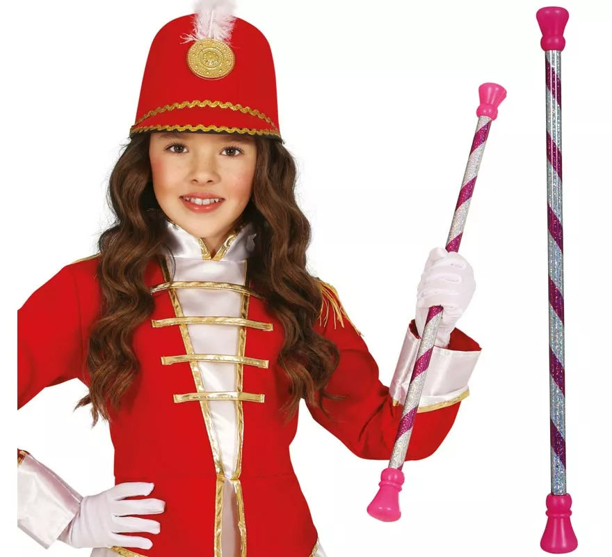 Translation missing: pt-PT.Bastón Majorette rosa y blanco de 54 cm