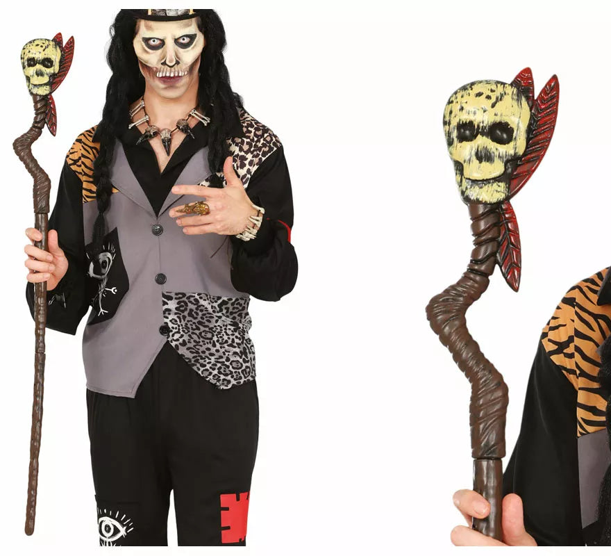 Translation missing: pt-PT.Bastón Vudú con Calavera y Plumas de 100 cm
