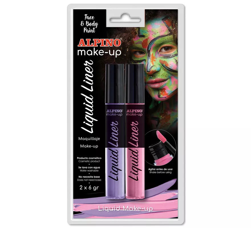 Translation missing: pt-PT.Blíster de Maquillaje Líquido Liner Rosa y Lila (2 unidades de 6 grs)