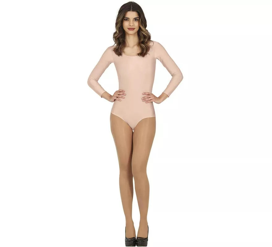 Translation missing: pt-PT.Body o Maillot Beige manga larga para mujer