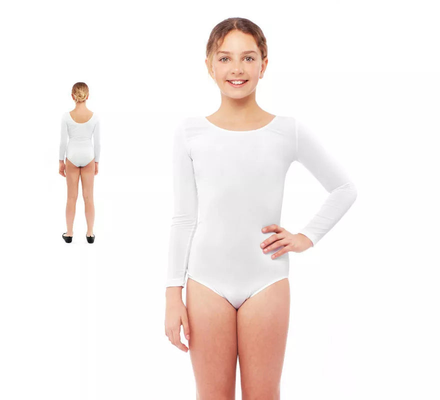 Translation missing: pt-PT.Body o Maillot blanco manga larga para niña