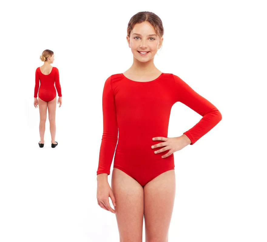 Translation missing: pt-PT.Body o Maillot rojo manga larga para niña