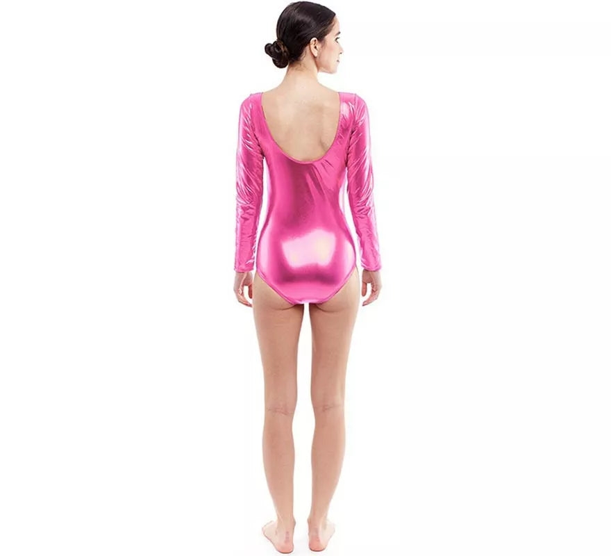Translation missing: pt-PT.Body o Maillot rosa metal manga larga para mujer