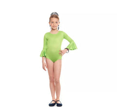 Body ou collant Sevillana de lycra com folho verde para menina