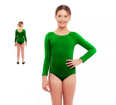 Body ou jersey verde de manga comprida para menina