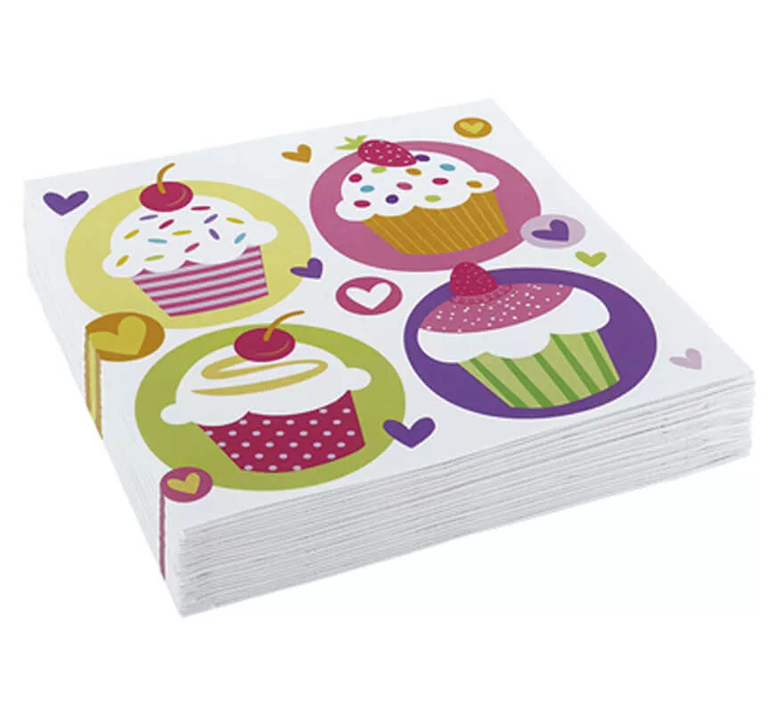 Translation missing: pt-PT.Bolsa de 20 Servilletas de Cupcake de 33x33 cm