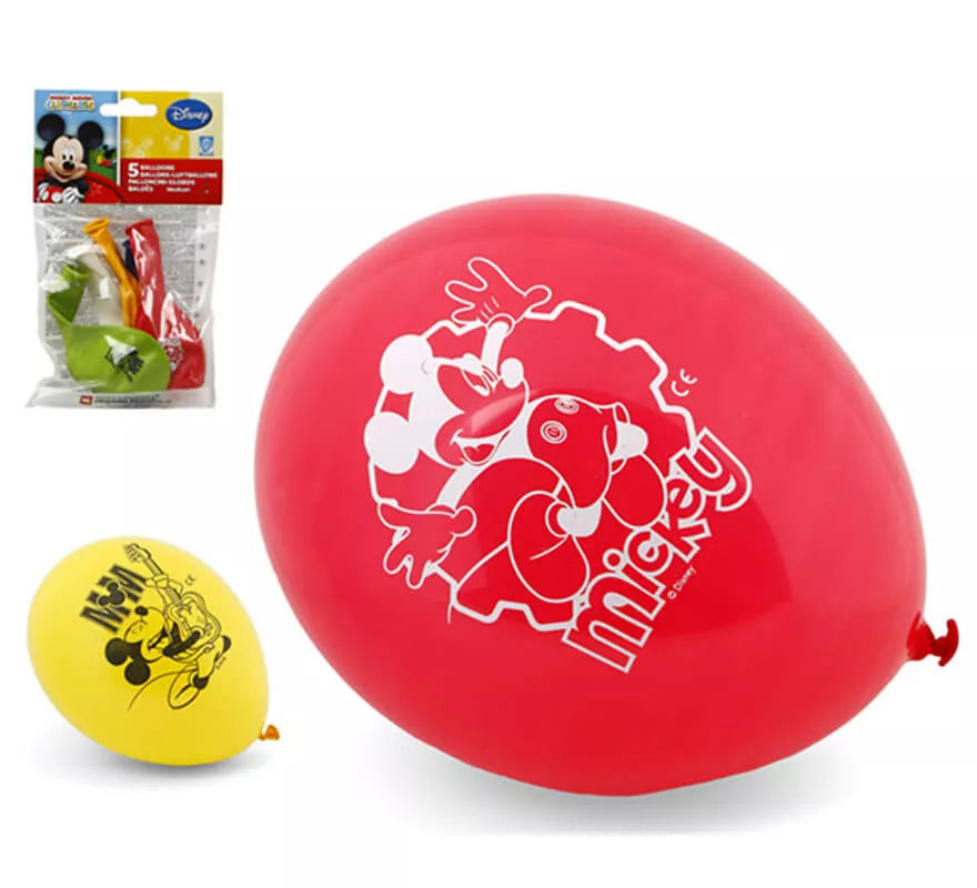 Translation missing: pt-PT.Bolsa de 5 Globos de Mickey colores surtidos de 23 cm