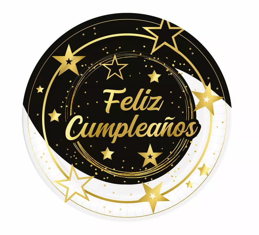 Translation missing: pt-PT.Bolsa de 6 Platos Feliz Cumpleaños de 23 cms
