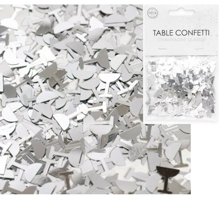 Translation missing: pt-PT.Bolsa de Confetti para mesa de Copas de Champagne Plateado de 14 g