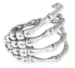 Pulseira de esqueleto de metal prateado