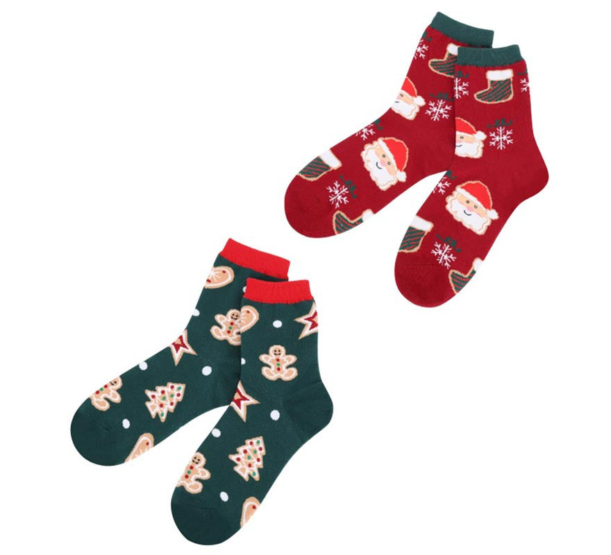 Translation missing: pt-PT.Calcetines Navideños Galleta y Papá Noel en modelos surtidos adulto