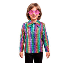 Camisa Disco Bling Rainbow para meninos