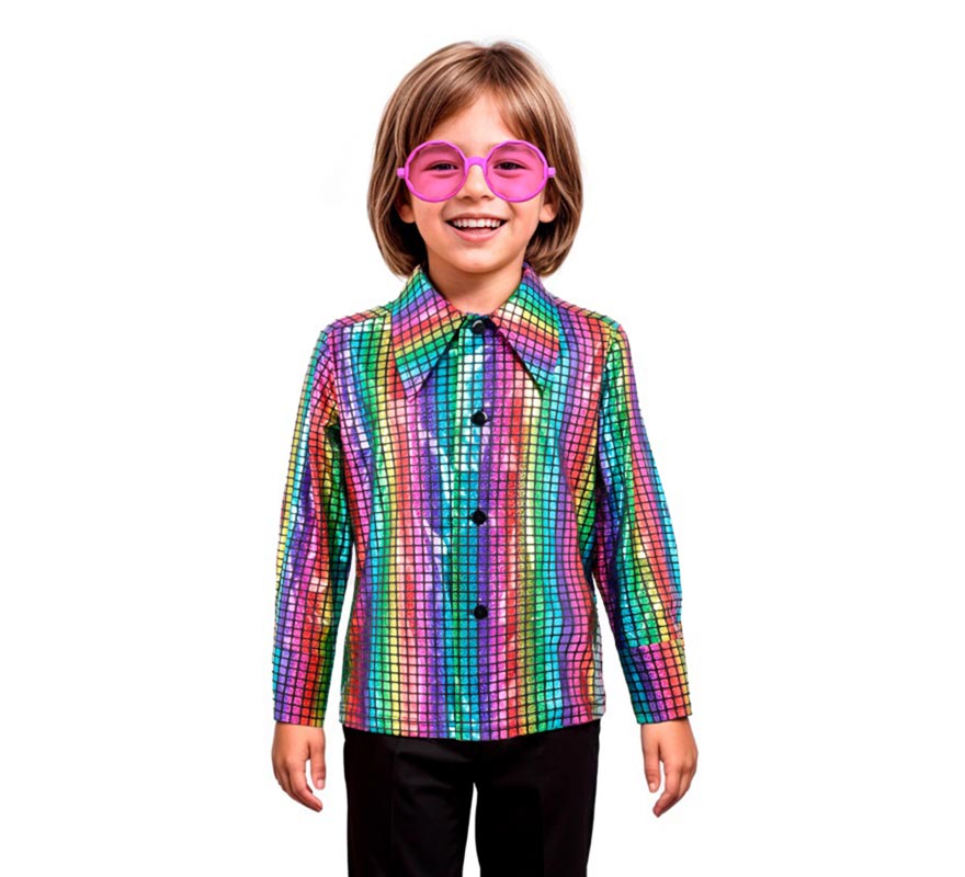 Translation missing: pt-PT.Camisa Disco Bling Arcoíris para niño