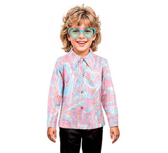 Camisa rosa psicodélica Disco Bling para meninos