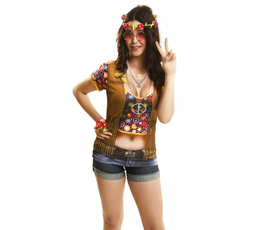 Translation missing: pt-PT.Camiseta disfraz hippie para mujer