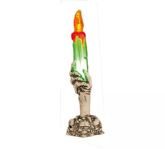 Castiçal com Caveiras e Mão Esqueleto 21 cm