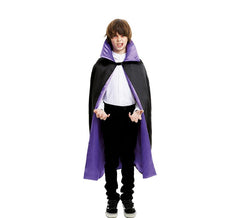 Capa de vampiro preta com gola infantil roxa 120 cm