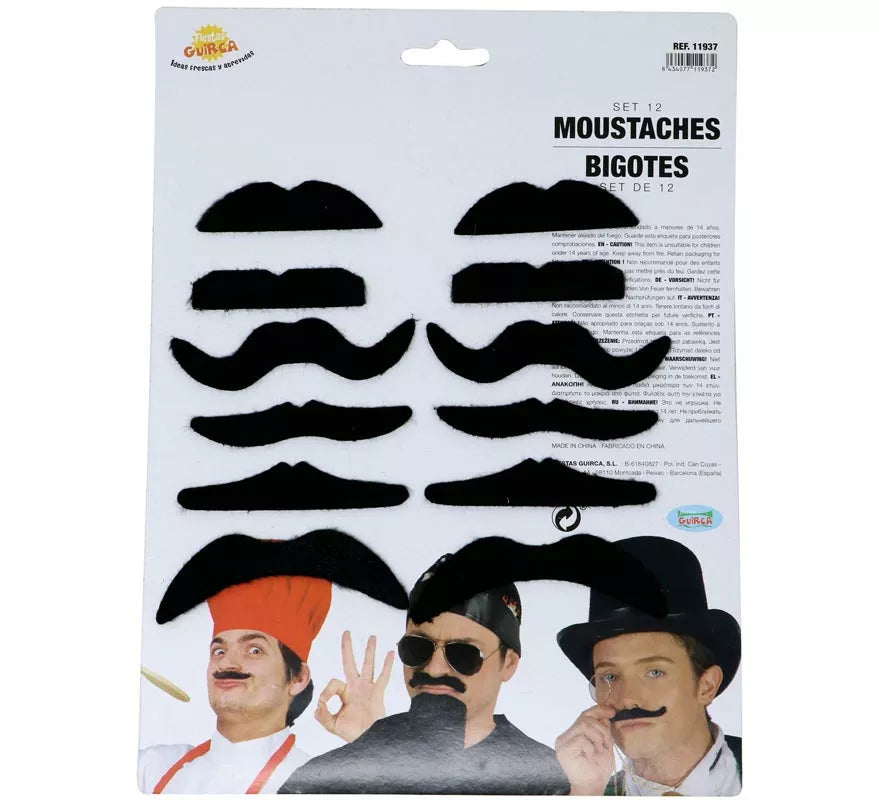 Translation missing: pt-PT.Cartón Pack de 12 Bigotes adhesivos Surtidos