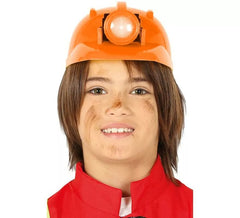 Capacete de trabalhador laranja com luz para crianças