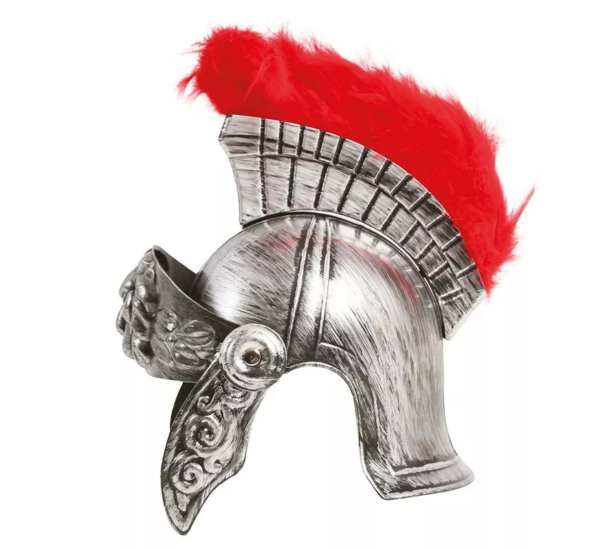 Translation missing: pt-PT.Casco de Romano Plateado con Plumas