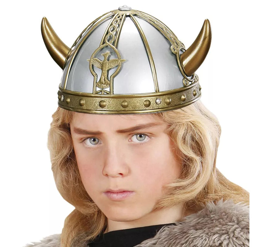Casco Vikingo o Galo de Plástico Duro Dorado