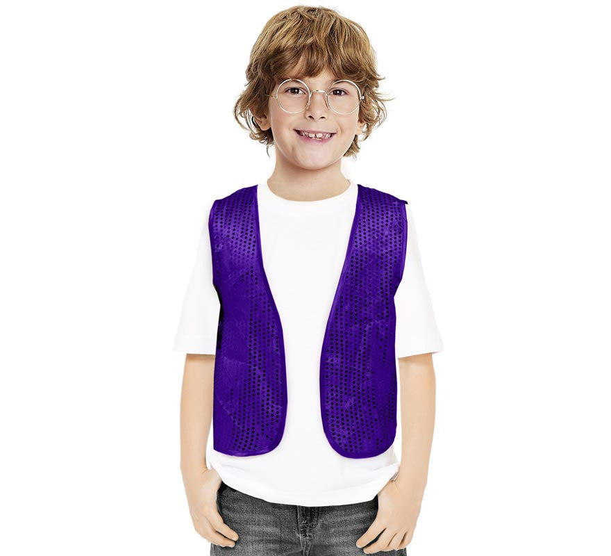 Translation missing: pt-PT.Chaleco de Lentejuelas morado para niños