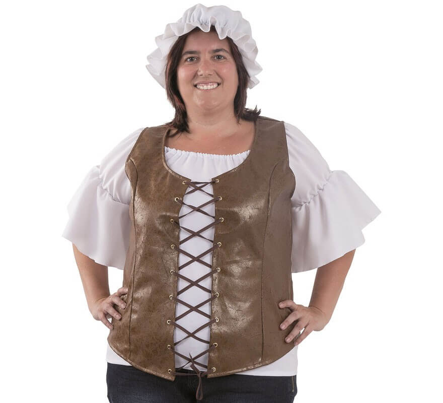 Translation missing: pt-PT.Chaleco Medieval Marrón para mujer