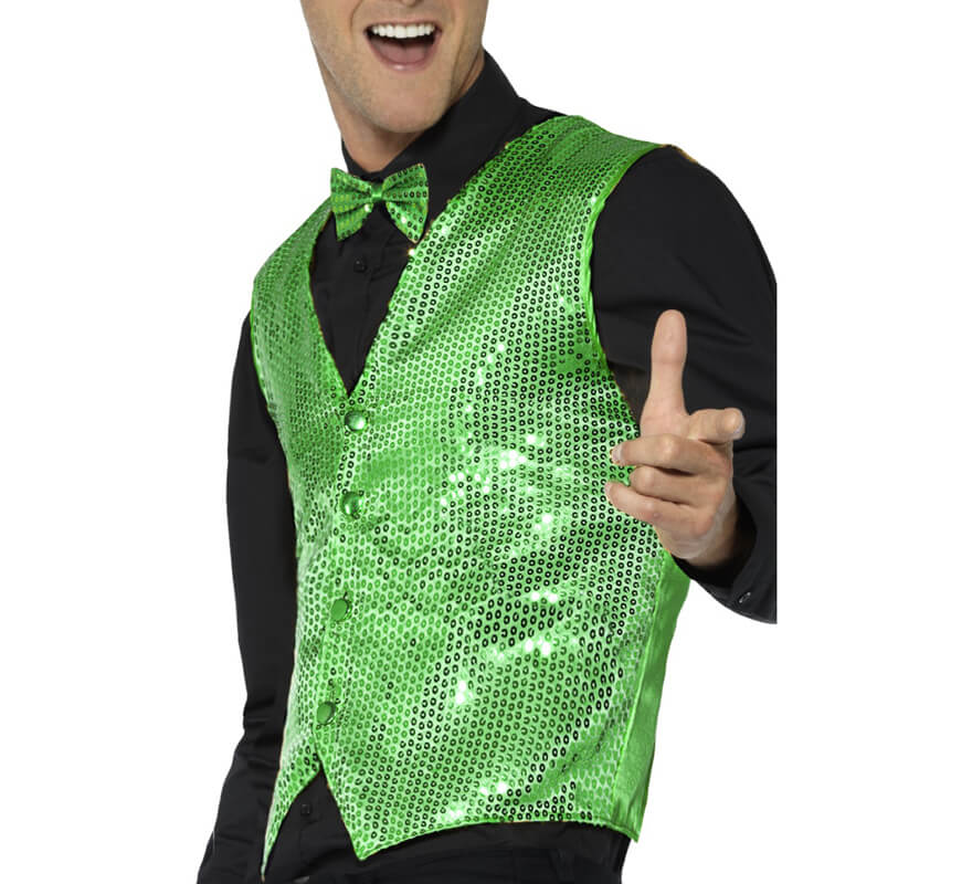 Translation missing: pt-PT.Chaleco Verde con Lentejuelas para hombre