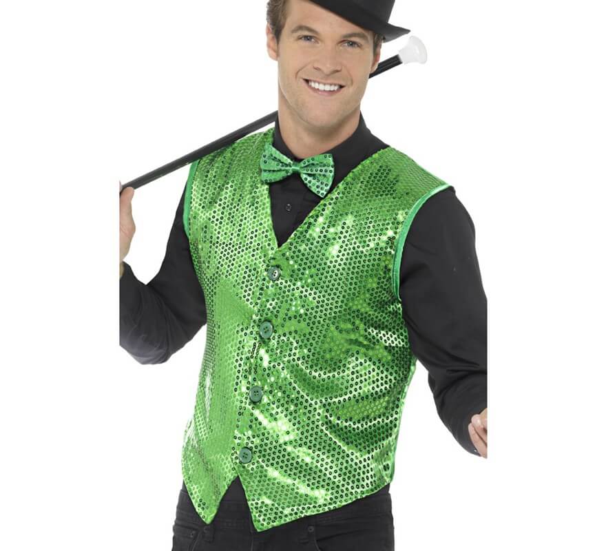 Translation missing: pt-PT.Chaleco Verde con Lentejuelas para hombre