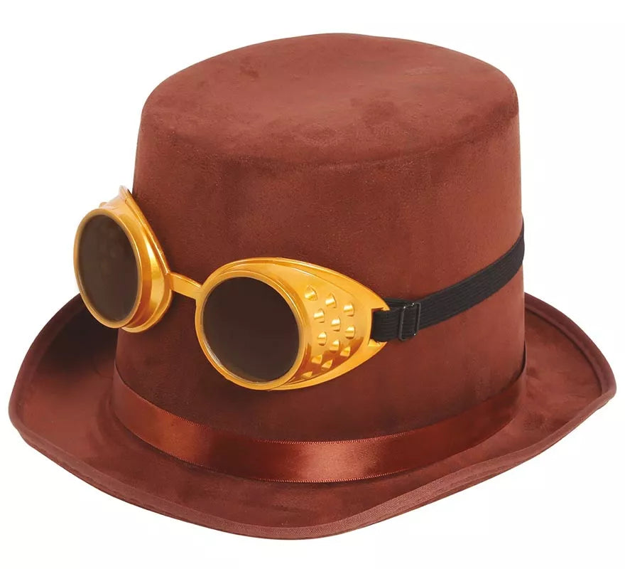 Translation missing: pt-PT.Chistera Steampunk Marrón con Gafas