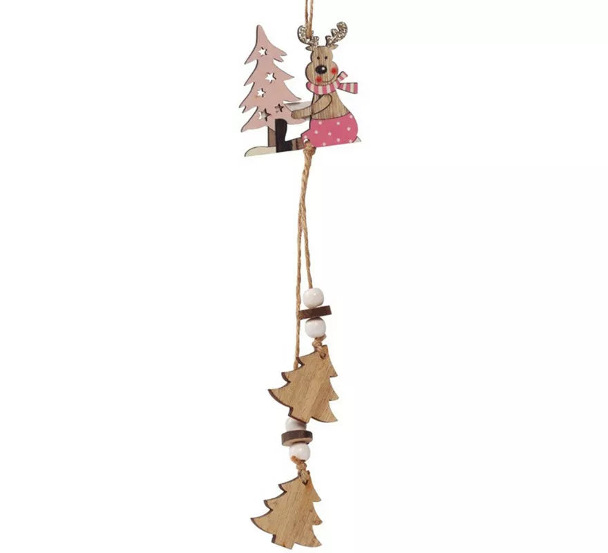 Translation missing: pt-PT.Colgante de Reno con Árboles de Madera de 26 cms