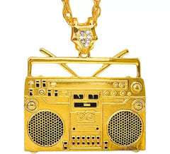 Colar com pendente de rádio e corrente de 75 cm