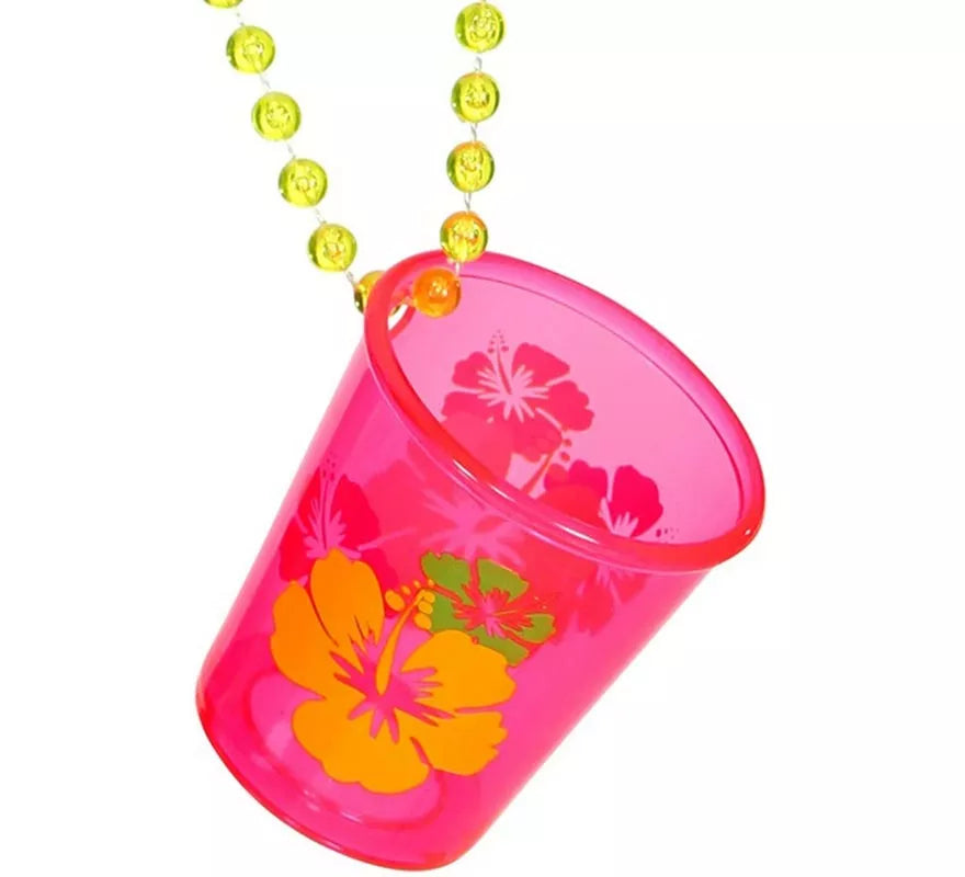 Translation missing: pt-PT.Collar con Vaso de Chupito Shot rosa neón y flores