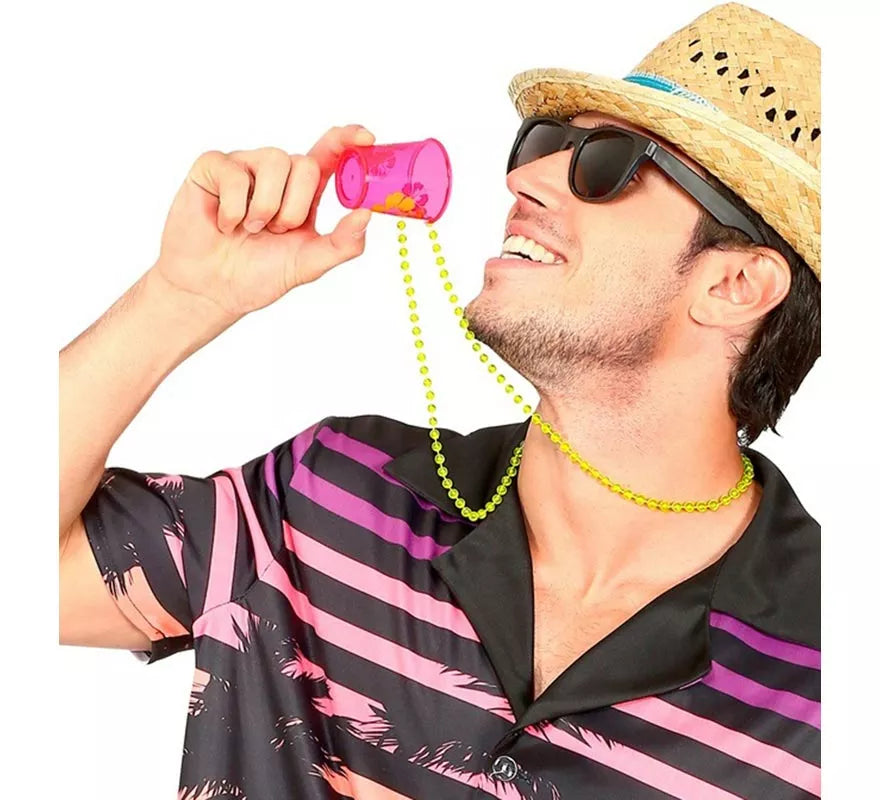 Translation missing: pt-PT.Collar con Vaso de Chupito Shot rosa neón y flores