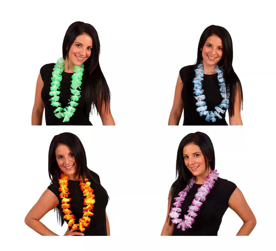 Translation missing: pt-PT.Collar Hawaiano flores de tela bicolor 4 surtidos