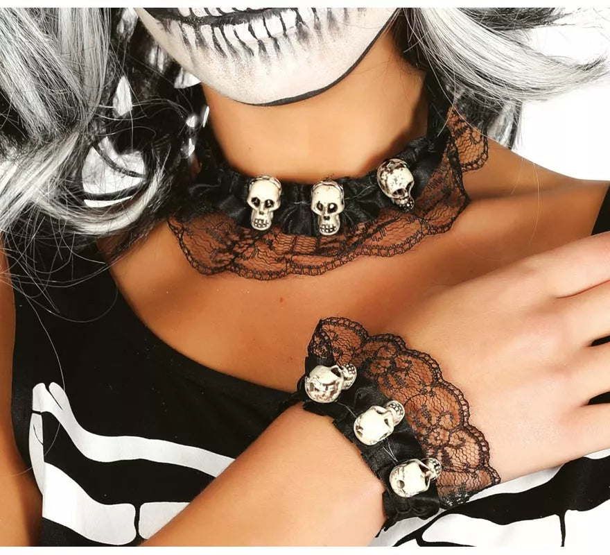 Translation missing: pt-PT.Conjunto de gargantilla y pulsera de Calaveras
