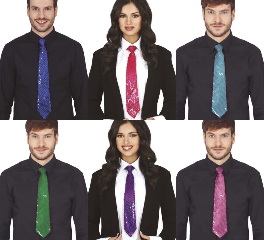 Translation missing: pt-PT.Corbata de Lentejuelas en varios colores de 35 cm