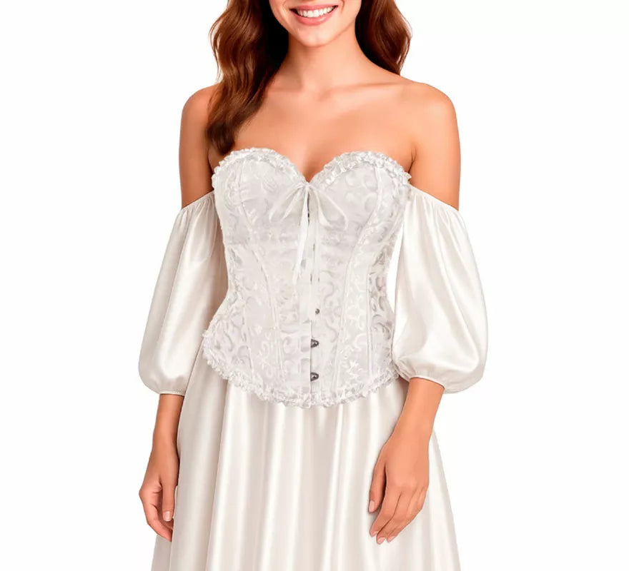 Translation missing: pt-PT.Corset Jacquard blanco con Lazo para mujer