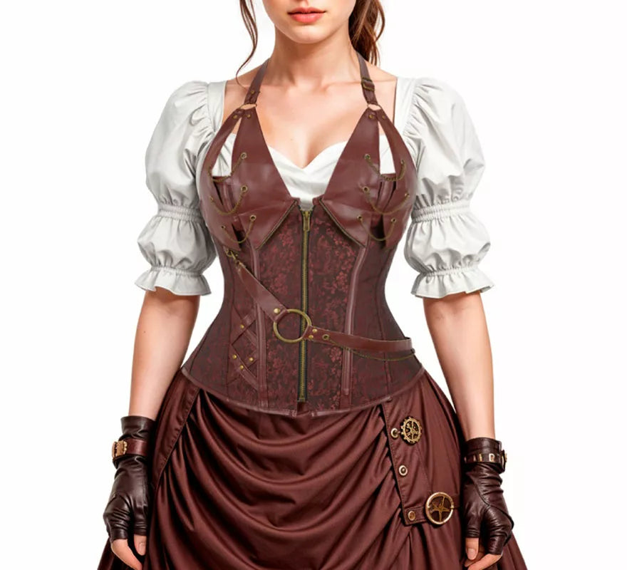 Corset Jacquard Steampunk para mujer