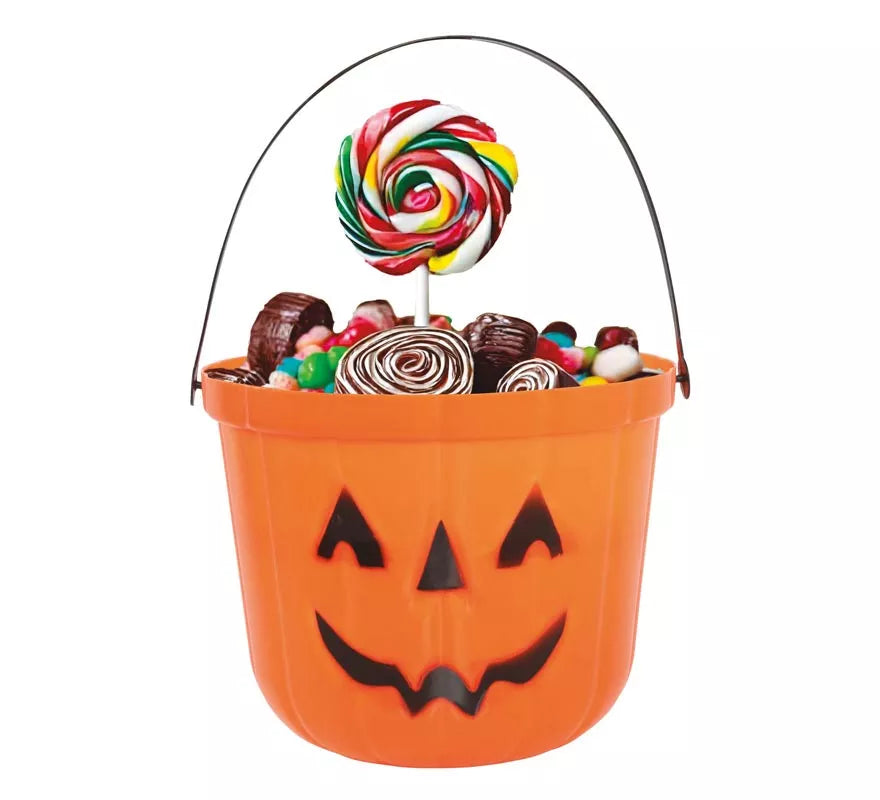 Translation missing: pt-PT.Cubo Calabaza de plástico de 15 cm para Halloween